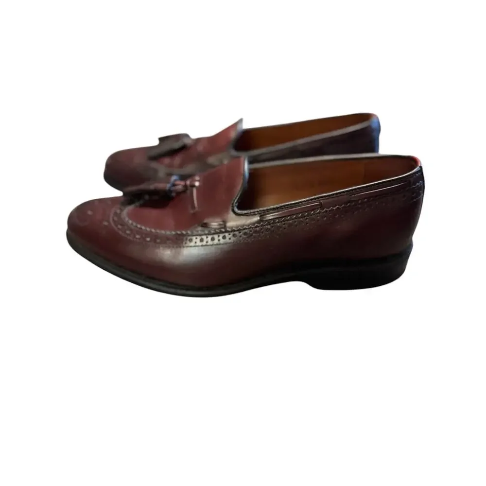 Allen Edmonds Manchester Tassel Loafer Shoe Men Size 9 Burgundy Leather